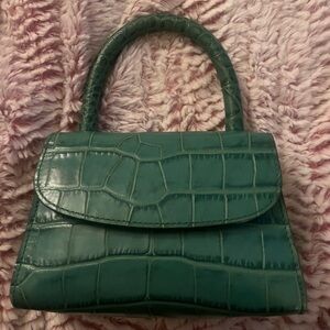 BY FAR croc print teal mini bag